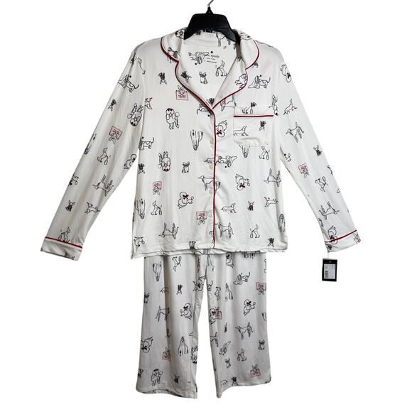 kate spade Other - NWT Kate Spade Cream with black dogs pattern pajama set size S